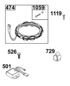 Alternator Group Diagram and Parts List for 44U877-0045-G1  Briggs and Stratton Engine